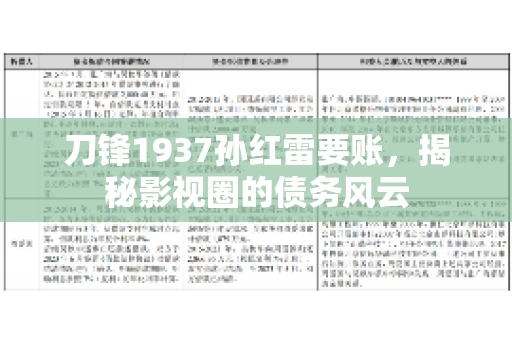 刀锋1937孙红雷要账，揭秘影视圈的债务风云