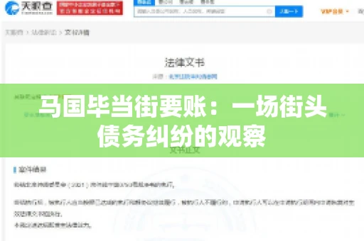 马国毕当街要账：一场街头债务纠纷的观察