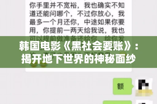 韩国电影《黑社会要账》：揭开地下世界的神秘面纱