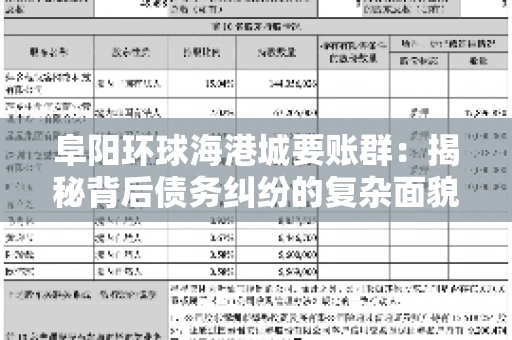 阜阳环球海港城要账群:揭秘背后债务纠纷的复杂面貌 阜阳环球海港城要账群:揭秘背后债务纠纷的复杂面貌