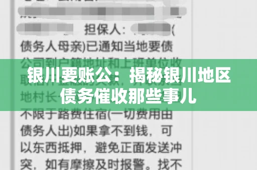 银川要账公：揭秘银川地区债务催收那些事儿